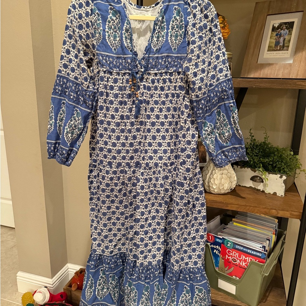 Blue and White Maxi Dress